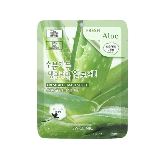 Bộ 10 gói mặt nạ dưỡng ẩm da và chống lão hóa chiết xuất nha đam 3W Clinic Fresh Aloe Mask